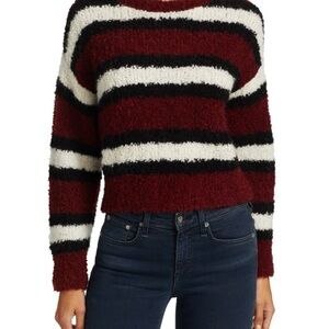 rag & bone Burgundy, Black, and White Striped Sweater